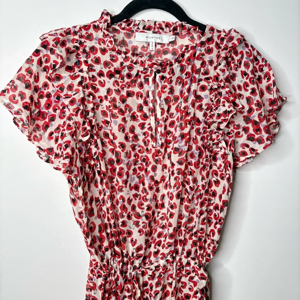 Munthe Red Pattern Maxi Dress Silk Blend - Picture 4 of 5